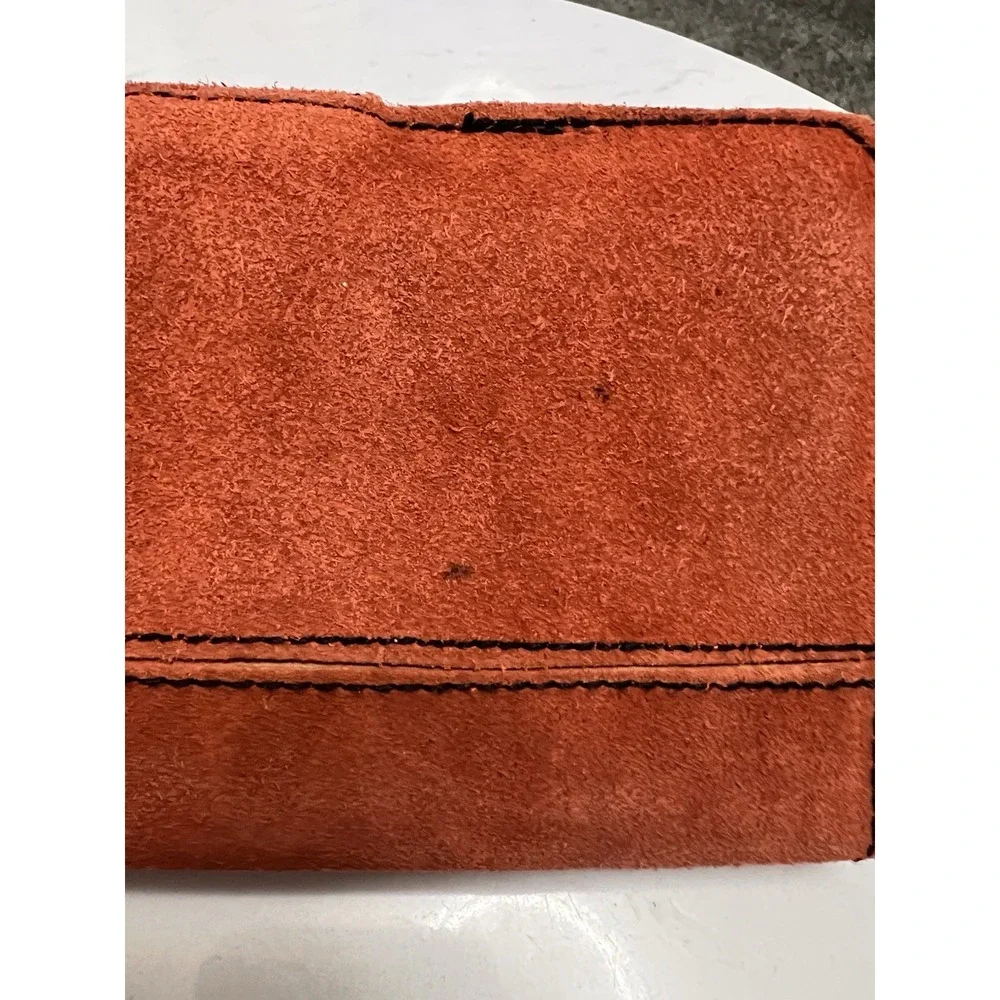 Vtg 1970s Patchwork Suede Leather Wallet‎ Organizer Boho Made in Hong Kong